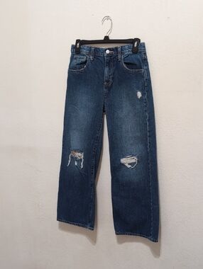 Old Navy  Dark Blue Straight-Leg Distressed Jeans